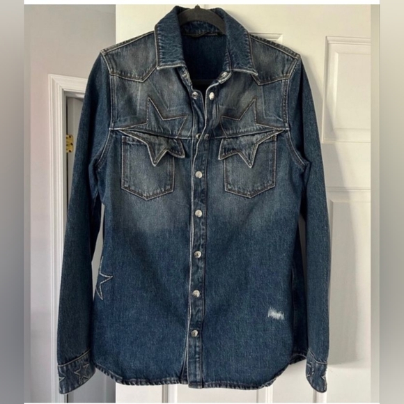 Valentino Denim Snap Shirt Jacket
